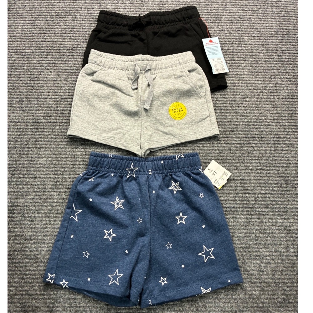 Cat & Jack Marvel Kids Shorts 3T Black Gray Star Blue 3 Pk Casual Summer Minimal